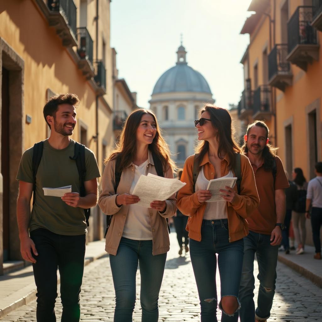 Gruppo di studenti felici in Spagna